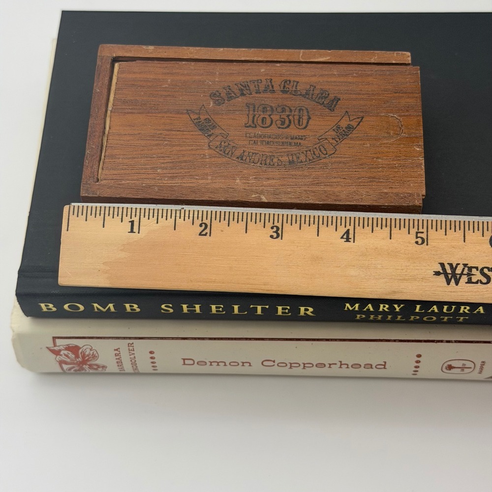 Vintage Santa Clara 1830 Wooden Cigar Box Sliding Lid San Andres Mexico - Picture 6 of 8